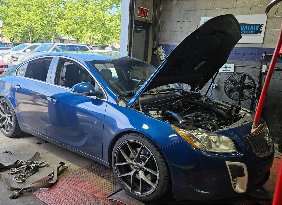 Blue Buick on the dyno